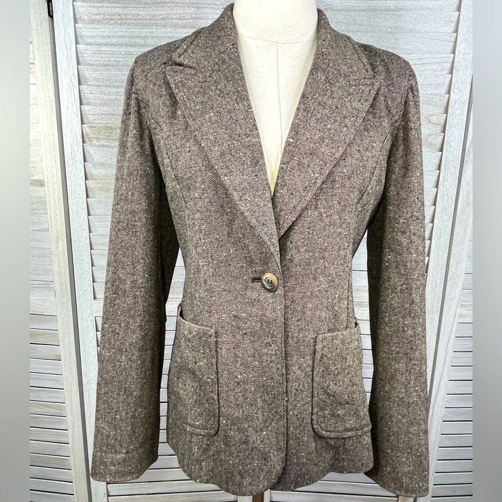 EXPRESS Wool Blend Tweed Blazer Brown-1/2
